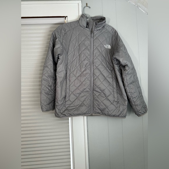 Girls The North Face Quilted Puffer Jacket Gray XL Lightweight EUC - Picture 2 of 4
